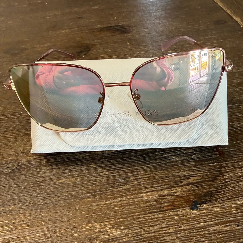 Michael Kors Bastia Rose Gold Gradient Butterfly Aviator Sunglasses